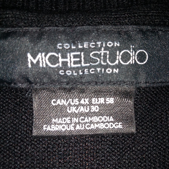 Michel Studio Collection, Black Knit Top, Size 4X, Gauze Trim on Bottom … - Picture 5 of 13